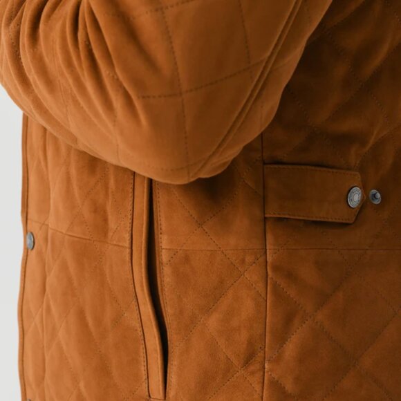 Peter Millar Men's Crown Suede Quilted Coat Jacket Whiskey Brown MF24Z08 $1295 - Picture 8 of 14